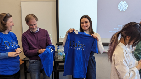 Happy philosophers with their new shirts. 