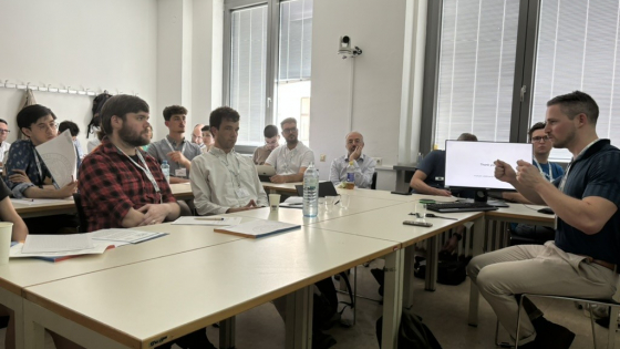 Michael Veldman gives a talk to a full room at HOPOS in Vienna. 