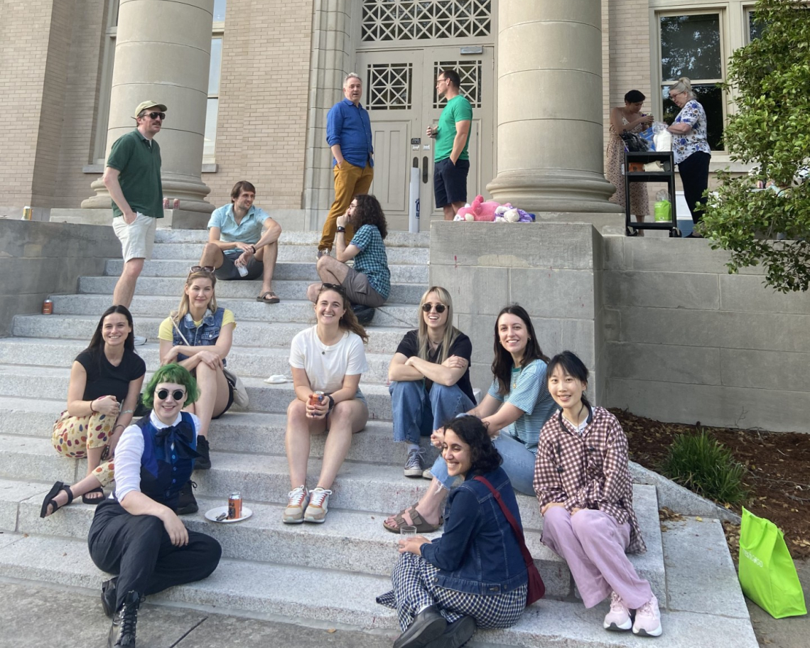 Many members of the Duke Philosophy community on the steps of West Duke. 